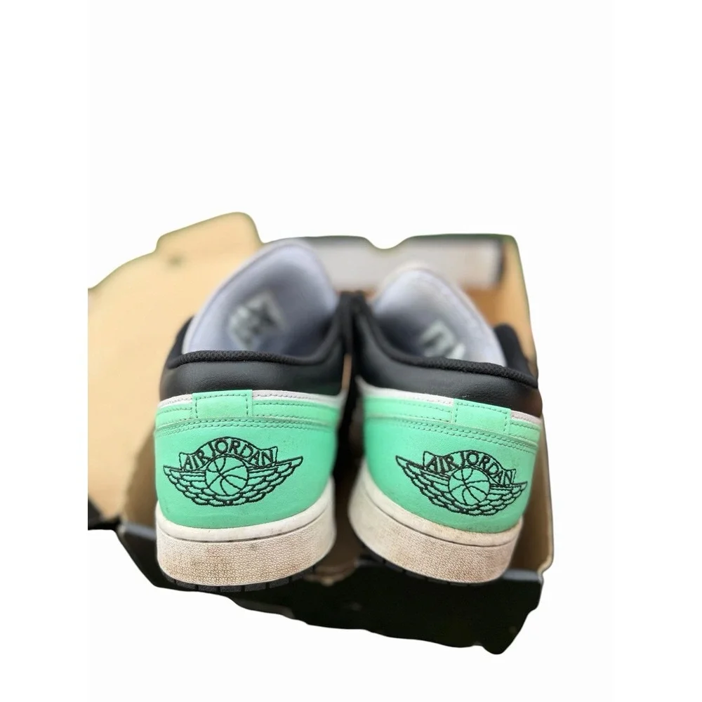 Jordan Air Jordan 1 Low Green Glow White/Black Men's Leather Sneakers 10.5